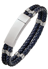 ALPINE Steel & Navy Blue Leather Bracelet LB712