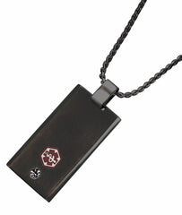 Titanium CZ Stone Medical ID Pendant with Steel Chain - Black PVD Plated