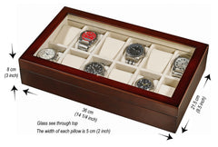 ALPINE Wooden Watch Box With Glass Window (Hold 12 Watches)