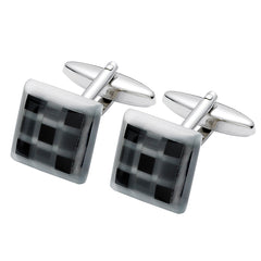 ALPINE Black Onyx/ Fibre Optic Glass Cuff Links SC44