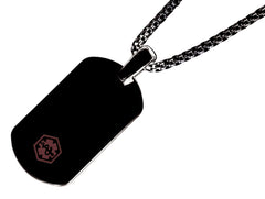 Black Steel Pendant with Black Steel Chain - Black PVD Plated