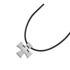 Steel Pendant W Rubber Necklace