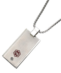 Titanium CZ Stone Medical ID Pendant with Steel Chain